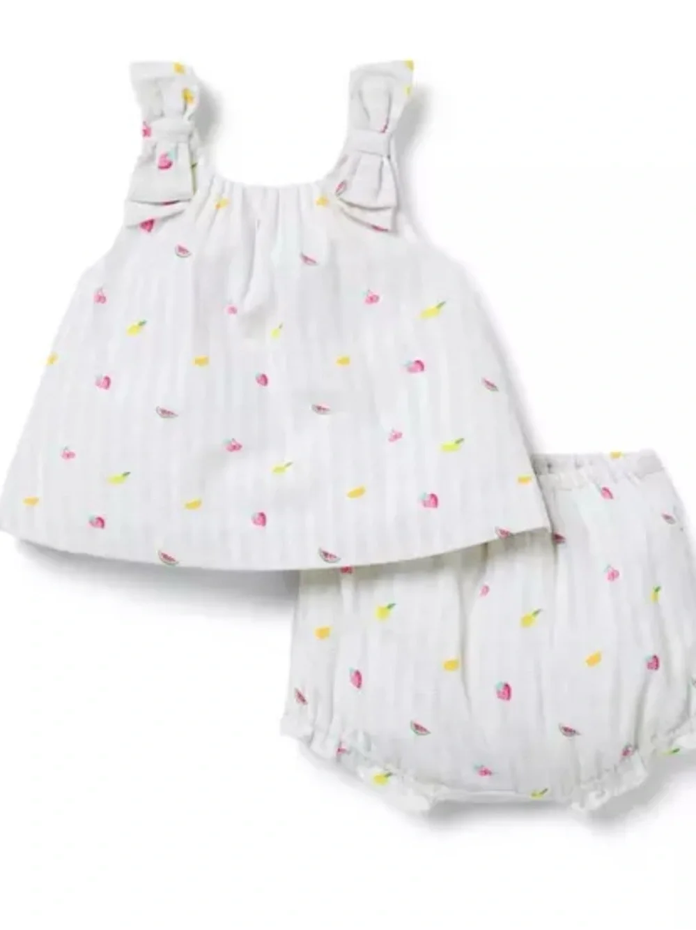 Janie and jack Baby Girls White Fruit-Print Tank & Bloomers Set